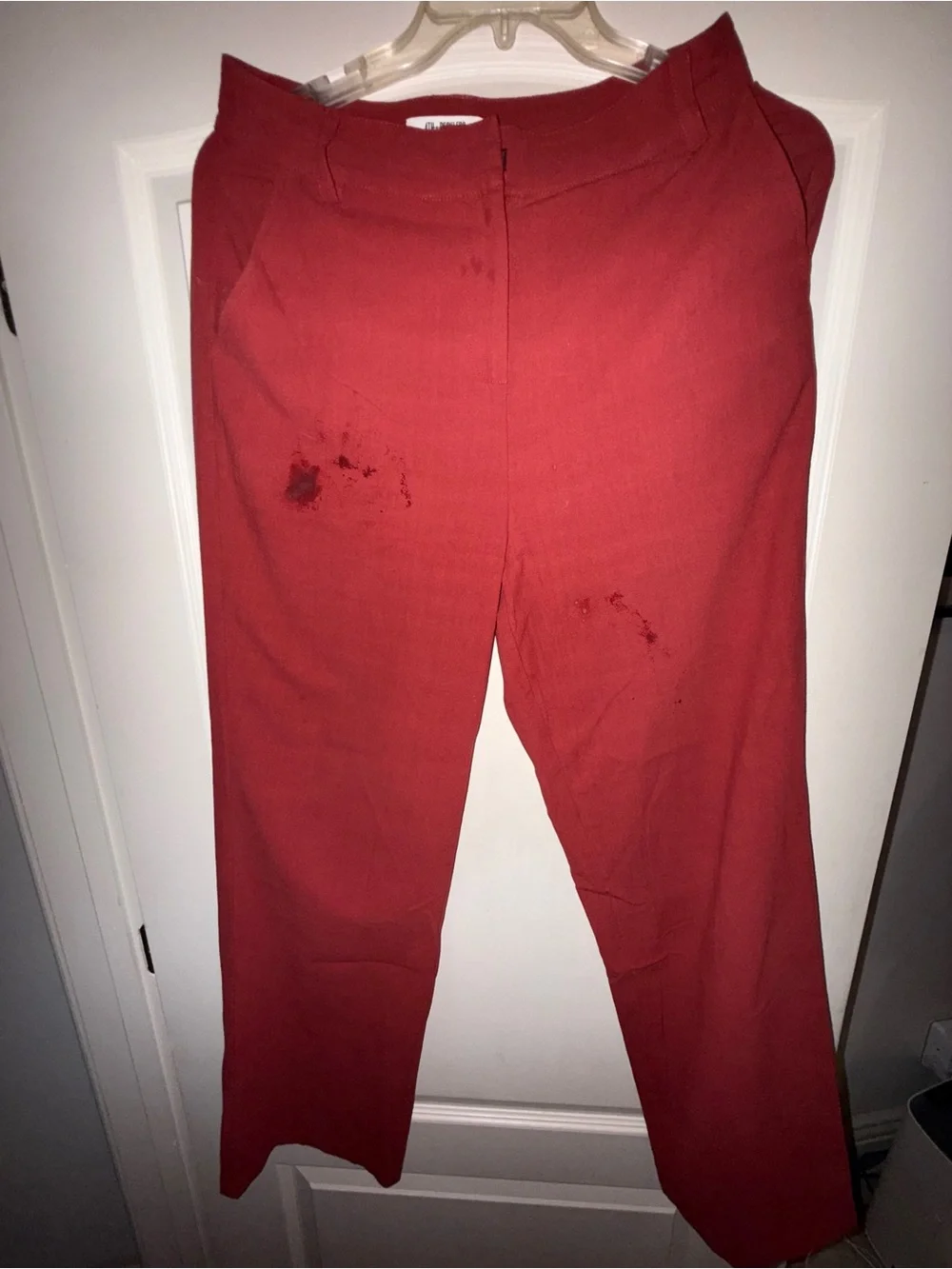 Red Women's Linen Blend High-Waist Pants with crop vested top set
